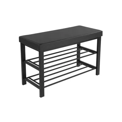 Breebe Black Metal Shoe Rack With Foam Padded Top
