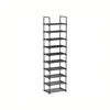 Breebe Black Portable 10-shelf Shoe Rack