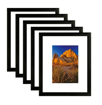 Breebe Black Pvc Wall Mount Picture Frame Set Of 5 - 10.2" X 3.1" X 12.2" Photo Display Frames In Multi