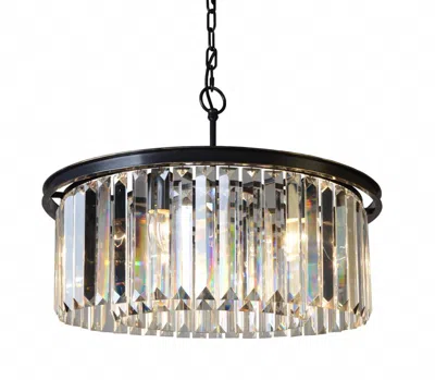 Breebe Black Unique Statement Six Light Metal And Crystal Glass Chandelier With Clear Shades