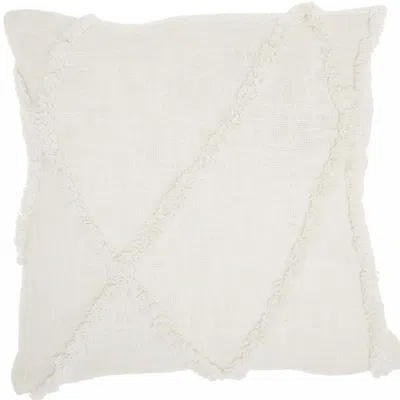 Breebe Boho Chic White Textured Lines Throw Pillow In Neutral
