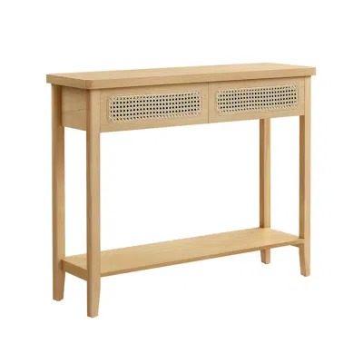 Breebe Boho Console Table With 2 Drawers And Open Shelf In Neutral