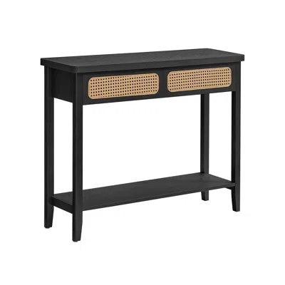 Breebe Boho Console Table With 2 Drawers And Open Shelf In Black