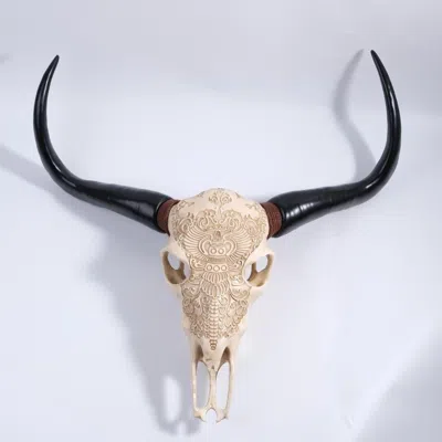 Breebe Bone Inspired Bull Head Hanging Ornament Resin Craft Lifelike North American In Multi