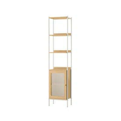 Breebe Bookcase With Plastic Door Oak Beige And Pearl White