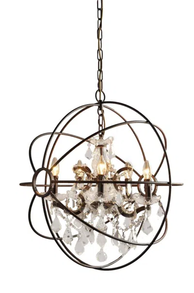 Breebe Bronze Unique Statement Five Light Metal Chandelier In Black