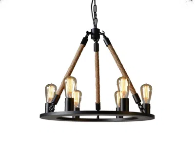 Breebe Brown And Black Unique Statement Six Light Metal Chandelier