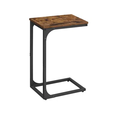Breebe Brown C-shaped Side Table With Metal Frame