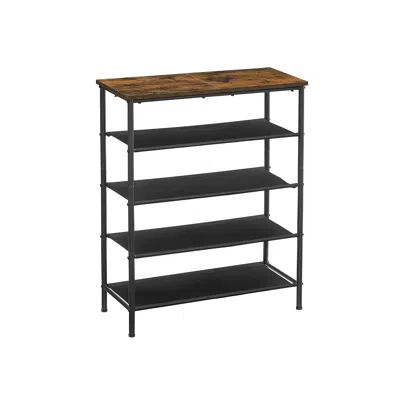 Breebe Brown Shoe Storage Rack With 4 Fabric Shelves