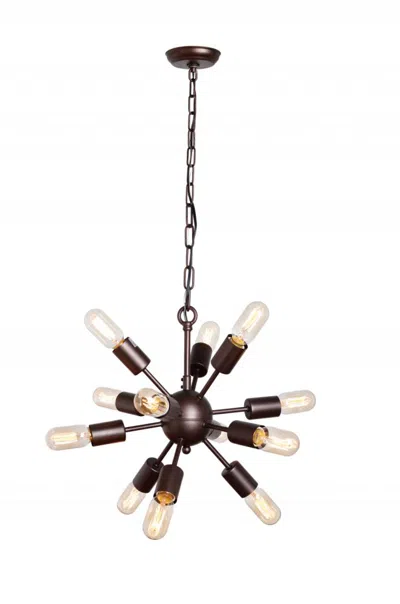 Breebe Brown Sputnik Twelve Light Metal Chandelier In Black