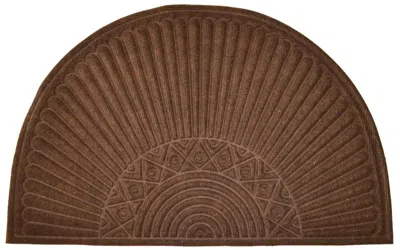 Breebe Brown Synthetic Fiber Abstract Outdoor Semi Circle Door Mat