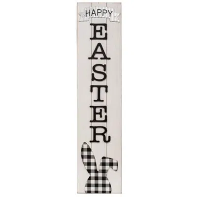 Breebe Buffalo Check Bunny Happy Easter Sign With Easel