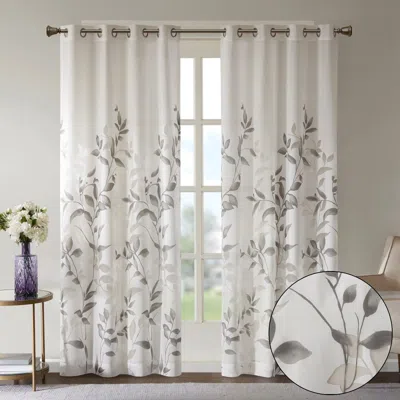 Breebe Burnout Printed Curtain Panel(only 1 Pc Panel) In White