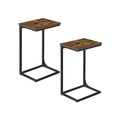 Breebe C-shaped End Table Rustic Brown And Black