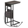Breebe C-shaped Side Table, End Table With Charging Station, 2 Usb Ports And Outlets, C Table For Couch, So
