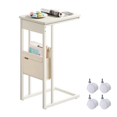 Breebe C-shaped Side Table With Fabric Storage Bag In Animal Print