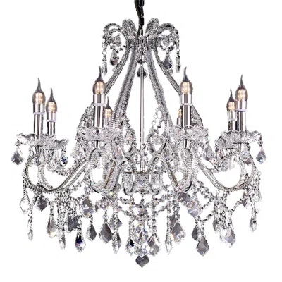 Breebe Candle Style Empire Eight Light Transparent Glass Led Ceiling Light In Silver