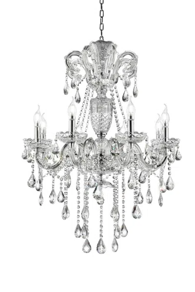Breebe Candle Style Empire Transparent Glass Led Ceiling Light In Silver