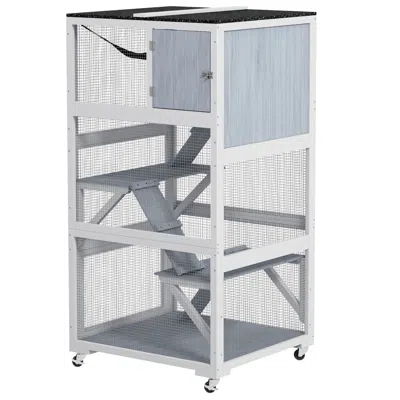 Breebe Catio Outdoor Cat Enclosure House On Wheels With Hammock In Gray
