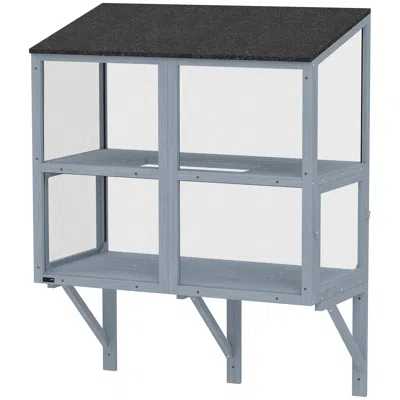 Breebe Catio Outdoor Cat Enclosure Window Box Cat House With Waterproof Roof In Grey