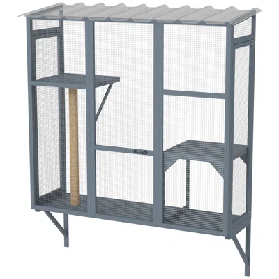 Breebe Catio Outdoor Window Catio For 2-3 Large Indoor Cats With Platforms In Gray