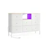 Breebe Chest Of Drawers, Fabric Dresser With Power Outlets And Led Lights, 25 Colors, 8 Drawers, Tv Stand F