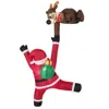 Breebe Christmas Inflatable Reindeer And Climbing Santa Claus With Built-in Led Lights In Multi