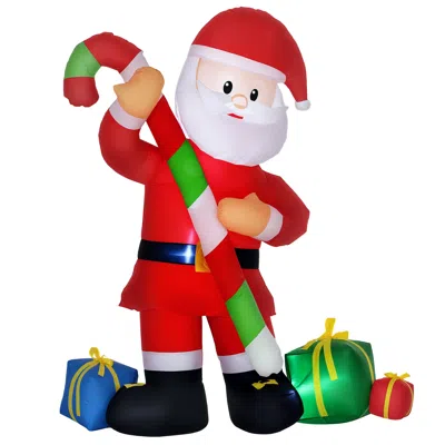 Breebe Christmas Inflatable Santa Claus With Candy Cane 6 Ft Led Yard Decoration In Red