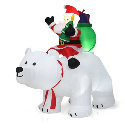 Breebe Christmas Inflatable Santa Riding Polar Bear With Shaking Head Led Lights In Multi