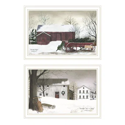 Breebe Christmas Time With Family 2-piece White Framed Wall Art By Billy Jacobs In Multi