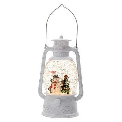 Breebe Christmas White Lantern Snowman Tree Led Water Spinning Timer 4.7 X 4.7 X 8.3" In Gray