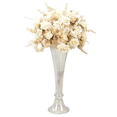 Breebe Clear Ribbed Glass Trumpet Vases 32", Fluted Tall Reversible Flower Vases For Table Centerpieces