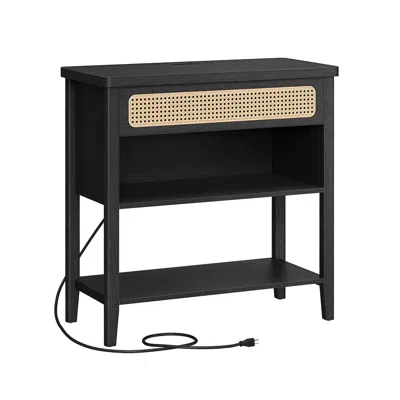 Breebe Console Table With Power Outlets Ash Black