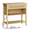 Breebe Console Table With Power Outlets Oak Beige