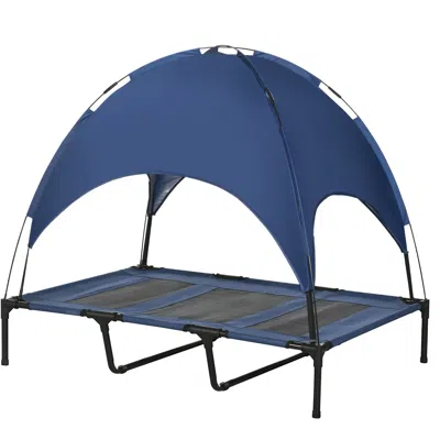 Breebe 36 Inch Outdoor Dog Bed With Removable Sun Shade Canopy In Blue