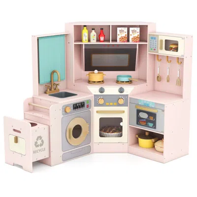 Breebe Corner Kitchen Toys With Lights And Sounds With Pull-out Trash Can And Stoves In Multi
