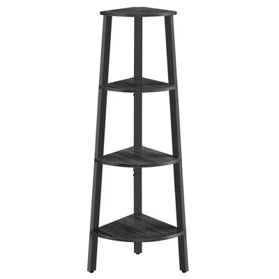 Breebe Corner Shelf Stand, 4-tier Corner Bookshelf, Industrial Corner Ladder Shelf