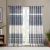 Breebe Cotton Printed Curtain Panel With Chenille Detail And Lining(only 1 Pc Panel) In Blue