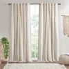 Breebe Cotton Printed Curtain Panel With Chenille Stripe And Lining Ivory 50x84' In Neutral