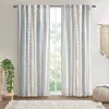 Breebe Cotton Printed Curtain Panel With Chenille Stripe And Lining White/navy 50x84' In Neutral