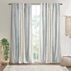 Breebe Cotton Printed Curtain Panel With Chenille Stripe And Lining White/navy 50x95' In Gray