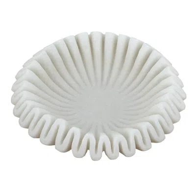Breebe D 13.5 X 3.5" Wavy Sand And Resin Bowl With Textured White Finish