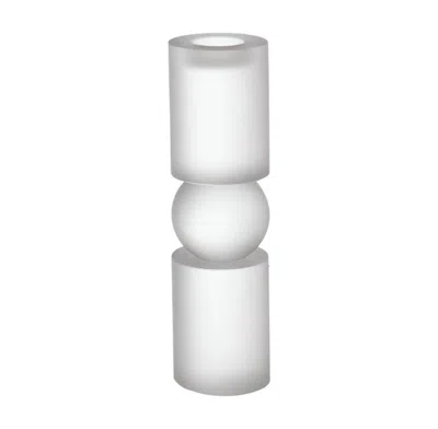 Breebe D 3.1 X 11" Palisade Medium Glass Candle Holder In White