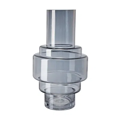 Breebe D 7.7 X 13.8" H Geometric Design Smoke Luster Blue And Clear Accent Vase In Gray