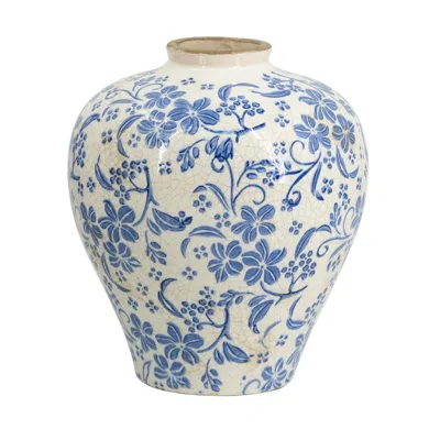 Breebe D 7.7 X 9.1" Flower Vase With Round Design In Blue