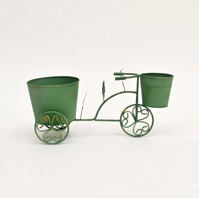 Breebe Decorative Green Patina Flower Pot Holder - 16.5 X 7x 7.5"