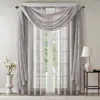 Breebe Diamond Sheer Embroidered Window Scarf In Gray