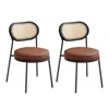 Breebe Dining Chairs, Set Of 2 Dining Room Chair With Boho Pe Rattan Back