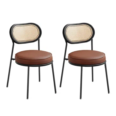 Breebe Dining Chairs, Set Of 2 Dining Room Chair With Boho Pe Rattan Back