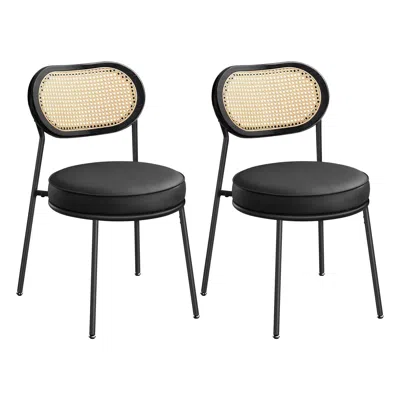 Breebe Dining Chairs, Set Of 2 Dining Room Chair With Boho Pe Rattan Back